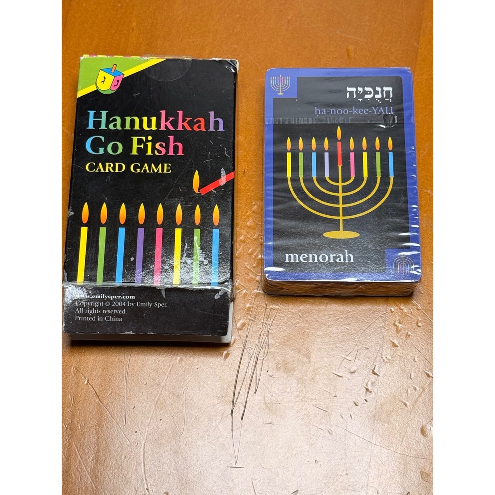 Hanukkah Go Fish Card Game Emily Sper Hebrew English Educational Deck 2004Sealed
